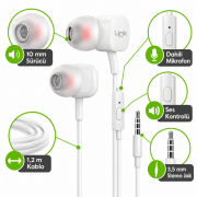 Kablolu Kulaklık | Linktech H15 3.5mm Bass Stereo BEYAZ