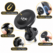 Araç İçi Telefon Tutucu | Linktech H760 Mıknatıslı Izgara Tutucu