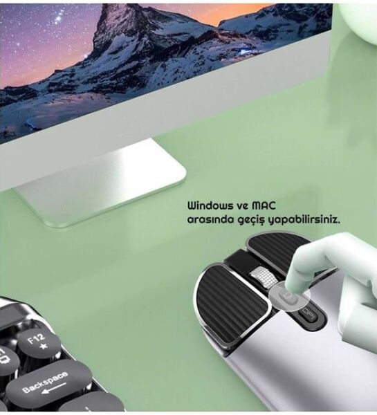 YK Desgn M203 Bluetooth ve 2.4 Ghz Şarjlı Ergonomik 1600 DPI Mouse