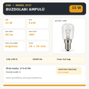 End 15W E14 Buzdolabı Ampulü ST27 Soğutma Cihazı Lambası