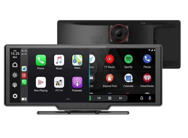 Yk3507 10'' Taşınabilir Apple Carplay & Android Auto, Ön & Arka Kameralı Torpido Üstü Araç Multimedya