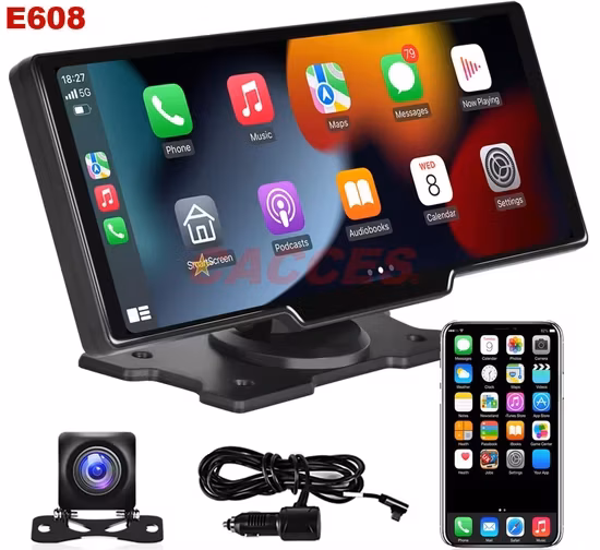 Yk3507 10'' Taşınabilir Apple Carplay & Android Auto, Ön & Arka Kameralı Torpido Üstü Araç Multimedya