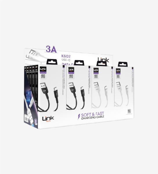 Linktech typ-c K602 Safe 45W 3A Şarj ve Data Kablosu SİYAH
