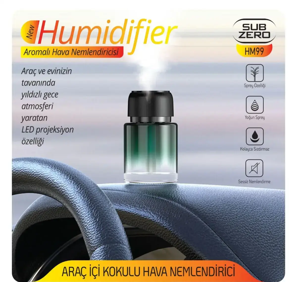 Subzero HM99 Otomatik Araç İçi Koku Difüzör | Lazer Yıldız Projeksiyonlu Aroma Sistemi