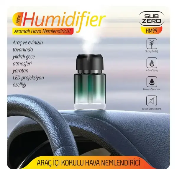 Subzero HM99 Otomatik Araç İçi Koku Difüzör | Lazer Yıldız Projeksiyonlu Aroma Sistemi