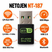 Netojen NT-187 600Mbps Dual Band Wifi Alıcı Adaptör