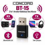Concord BT-15 Bluetooth Ses Alıcı Verici Adaptör