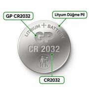 GP CR2032 3V Lityum Düğme Pil CMOS ve Kumanda Pili