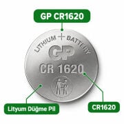 GP CR1620 3V Lityum Düğme Pil Araba Anahtarı ve Saat Pili