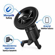 ACL T-105 Havalandırma Uyumlu Mıknatıslı Araç İçi Telefon Tutucu