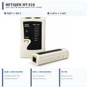 Netojen NT-316 RJ45 RJ11 BNC Ağ Kablo Test Cihazı Cat6 Cat5e