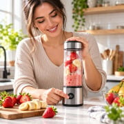 AKT AKT-E120 Taşınabilir Şarjlı Blender Cam Smoothie Mikseri