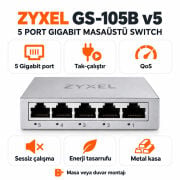 Zyxel GS-105B v5 5 Port Gigabit Switch Metal Ethernet Çoklayıcı