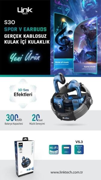 LİNKTECH S30 Kulak İçi Oyuncu Bluetooth Kulaklık