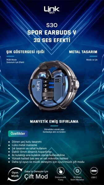 LİNKTECH S30 Kulak İçi Oyuncu Bluetooth Kulaklık