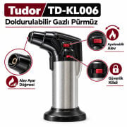 Tudor TD-KL006 Doldurulabilir Pürmüz Çakmak Gazlı Alev Ayarı.