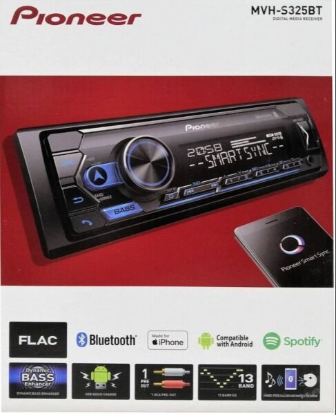 Pioneer MVH-S325BT Usb-Fm-Aux-Bluetooth 4X50 W Mekaniksiz Oto Teyp