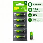 GP Ultra+ 23A Pil 12V Alkalin Yüksek Voltajlı Pil-5li Paket