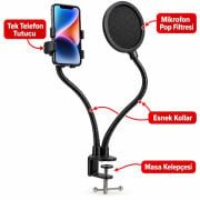 Powermaster DS-22 Telefon ve Mikrofon Tutucu Yayıncı Standı