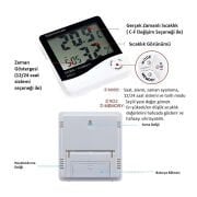 HTC-1 Masaüstü Dijital Termometre Sıcaklık ve Nem Ölçer - Masa Saati Alarm