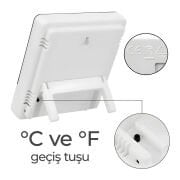 HTC-1 Masaüstü Dijital Termometre Sıcaklık ve Nem Ölçer - Masa Saati Alarm