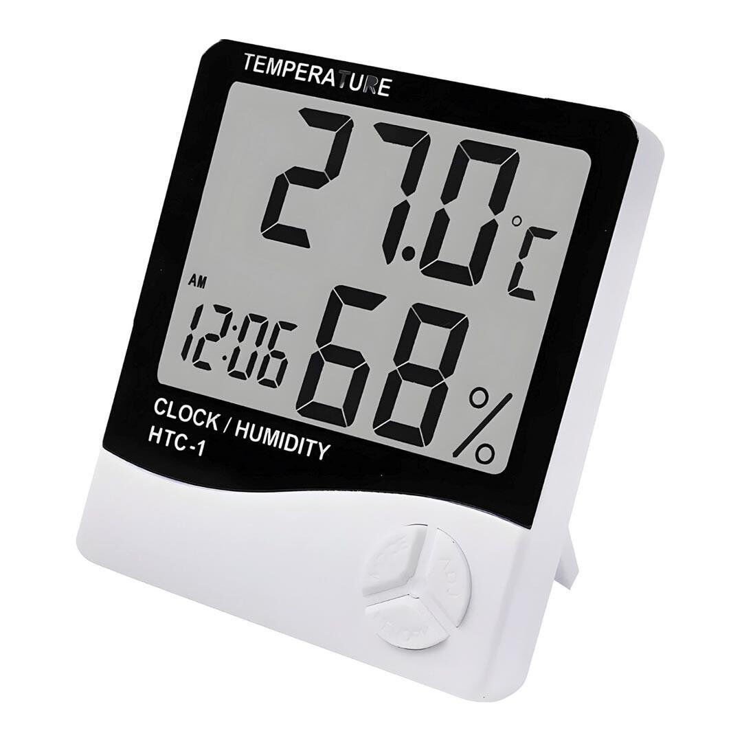 HTC-1 Masaüstü Dijital Termometre Sıcaklık ve Nem Ölçer - Masa Saati Alarm