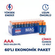 MAG 26172 1.5V AAA İnce Kalem Pil 60 lı Paket
