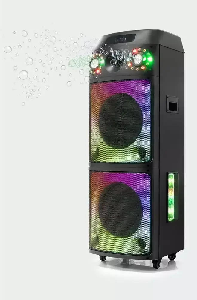 Subzero WR170 12''x2 100W 2 Kablosuz Mikrofonlu Kumandalı Baloncuk Çıkartan RGB Bluetooth/Usb/Sd Müzik Kutusu