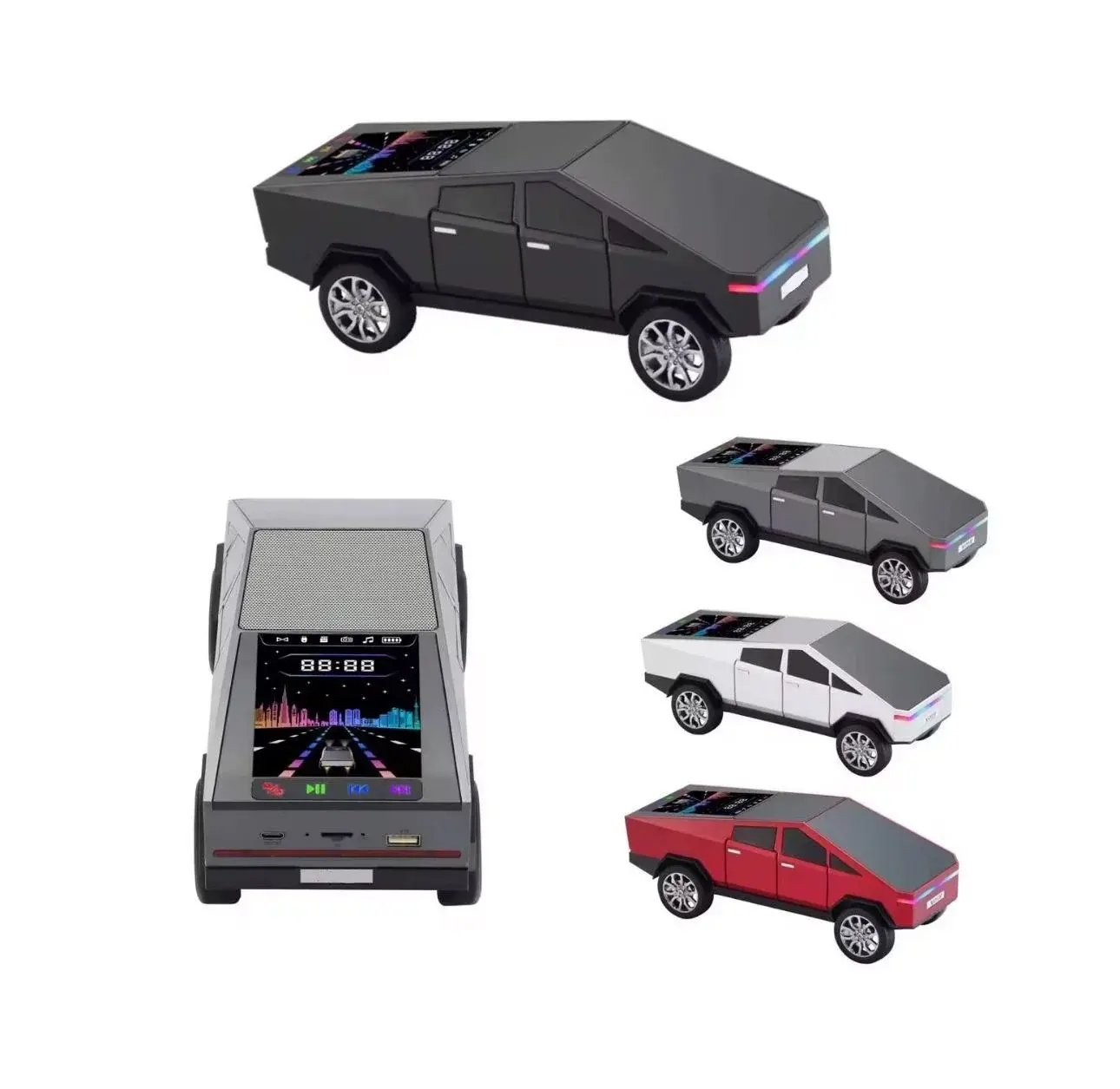 BLOMSTER Everton RT-1972 Tesla Cybertruck Tasarımlı Bluetooth Hoparlör – TF Kart / USB / FM Destekli