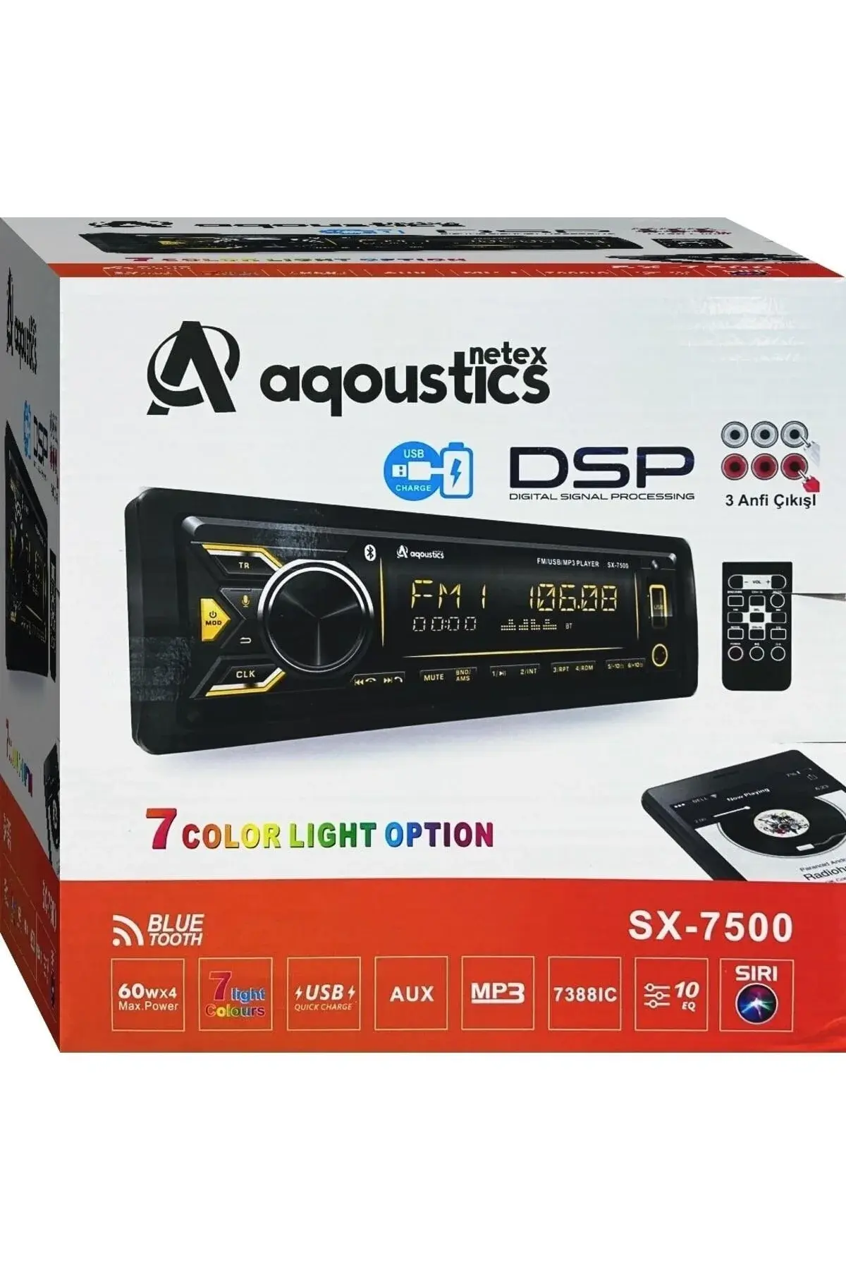 Aqoustics Netex DSP 3 Amfi Çıkışlı Oto Ses Sistemi | Profesyonel Bluetooth DSP Teyp