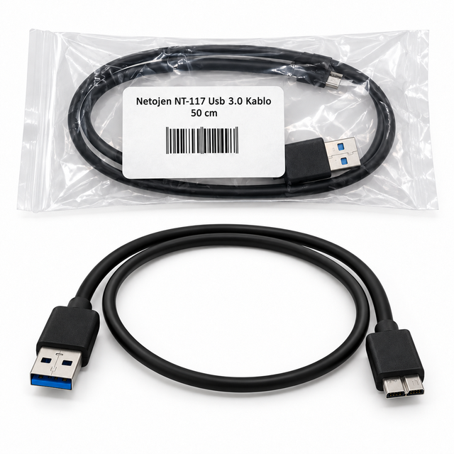 Netojen NT-117 50cm USB 3.0 Micro-B Harddisk Kablosu