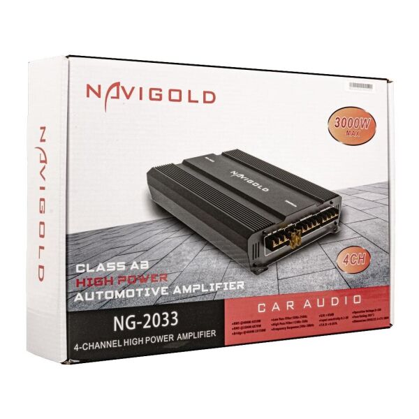 Navigold NG-2033 4 Kanal Oto Amfi 3000W Maksimum 2 Ohm 4X70W RMS 4