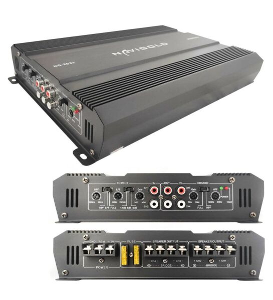 Navigold NG-2033 4 Kanal Oto Amfi 3000W Maksimum 2 Ohm 4X70W RMS 4