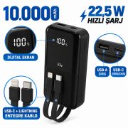 ACL PW-145 Kendinden Kablolu 10000 mAh Hızlı Şarj Powerbank