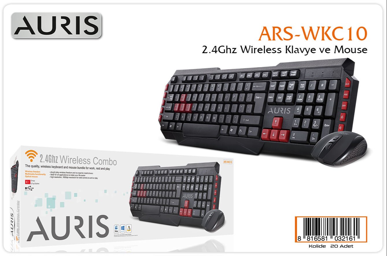 AURIS ARS-WKC10 Kablosuz Klavye Mouse Seti