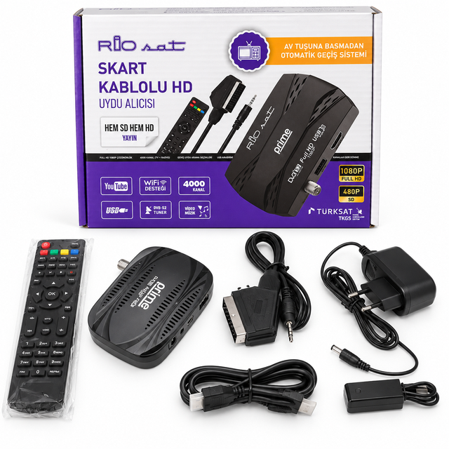 Rio Sat Prime Skart Kablolu TKGS Destekli HD Uydu Alıcısı