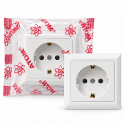 Atom 16 Amper Sıva Altı Topraklı Priz Beyaz Çerçeveli