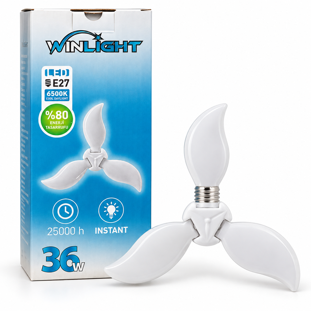 Winlight 36W E27 3 Kollu Pervane LED Ampul Beyaz Işık