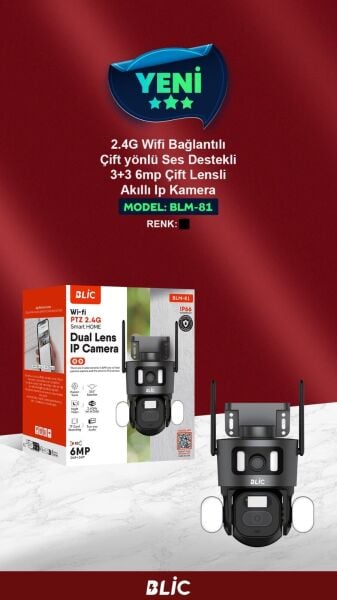 BLIC BLM-81 4K Çift Lens 6mp Hareket Algılamalı WiFi IP Kamera