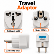 10A 250V Topraklı Schuko Üniversal Priz Dönüştürücü