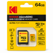 Kodak 64GB Hafıza Kartı MicroSDXC U3 V30 A1 100MBs