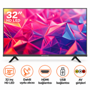 Mediastar 32 Inç LED TV 82 Ekran Dahili Uydu Alıcılı