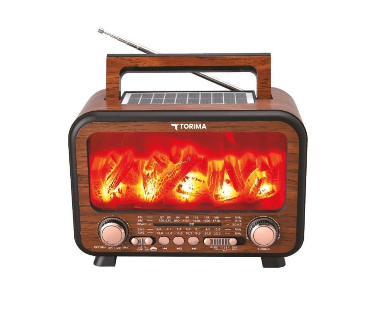 Torima D72 Açık Kahve Nostalji Kablosuz Speaker Bluetooth Hoparlör Radyo Solar