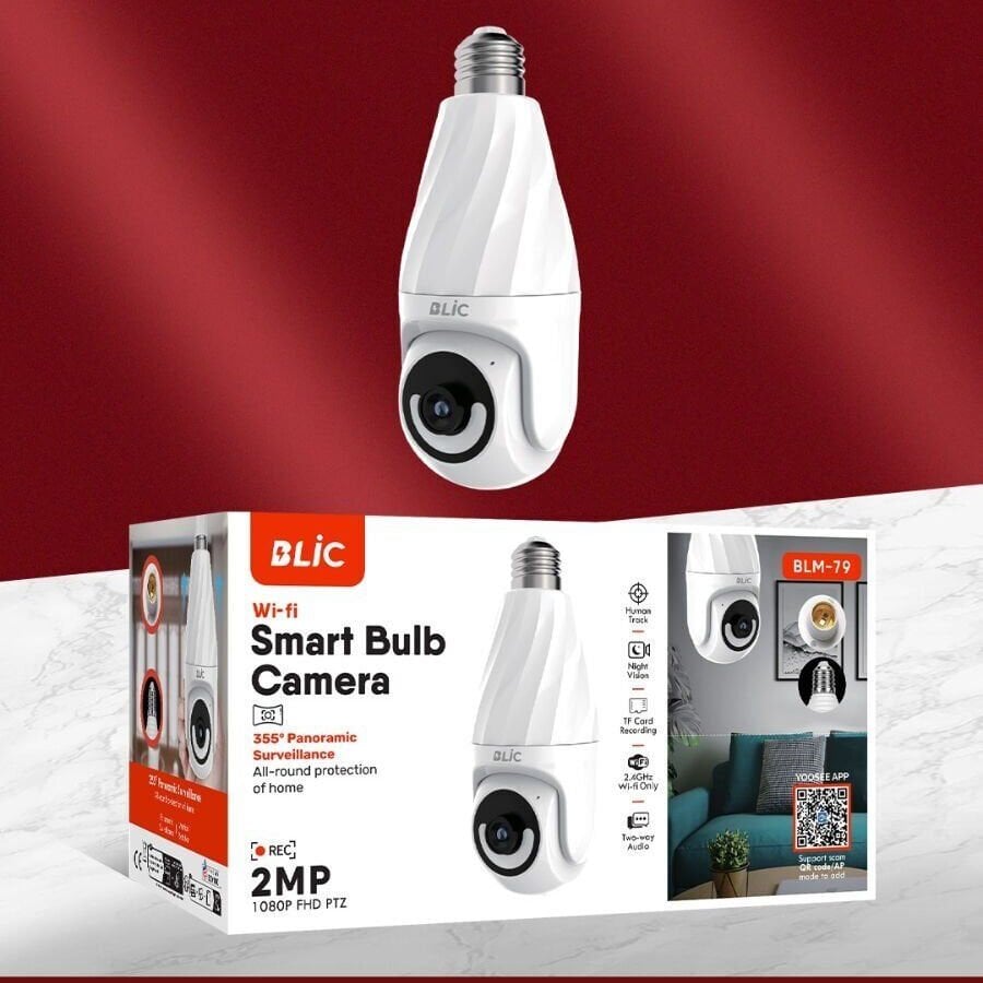 Blic BLM-79 2MP Akıllı Ampul Kamera | İnsan Takipli, Gece Görüşlü, Çift Yönlü Sesli WiFi Güvenlik Kamerası