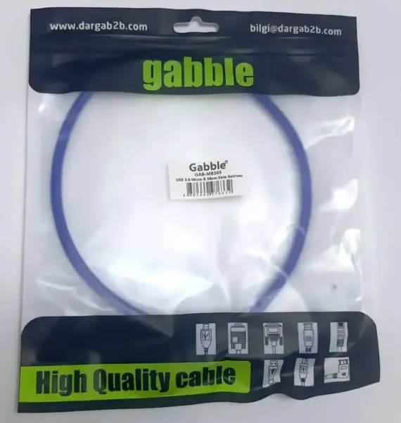 USB 3.0 Micro B 50cm Data Kablosu Gabble GAB-MB305