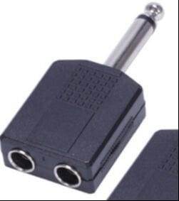 2x Siyah 6.35 1/4 Inç Erkek - Çift Dişi Mono Y Kablosu Pa Ses Kablosu Adaptörü