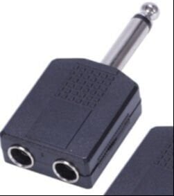 2x Siyah 6.35 1/4 Inç Erkek - Çift Dişi Mono Y Kablosu Pa Ses Kablosu Adaptörü