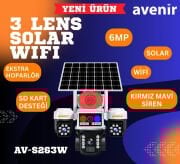Avenir AV-S263w – 3 Kameralı Wifi Güneş Panelli 6MP PTZ Güvenlik Kamerası