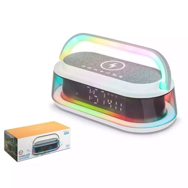Hadron A913 Bluetooth Speaker ve RGB Işıklı Dijital Alarmlı Saat – Beyaz