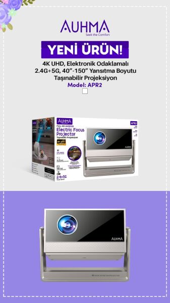 Auhma APR2 4K UHD Akıllı Android Çift Bant Wi-Fi Projeksiyon